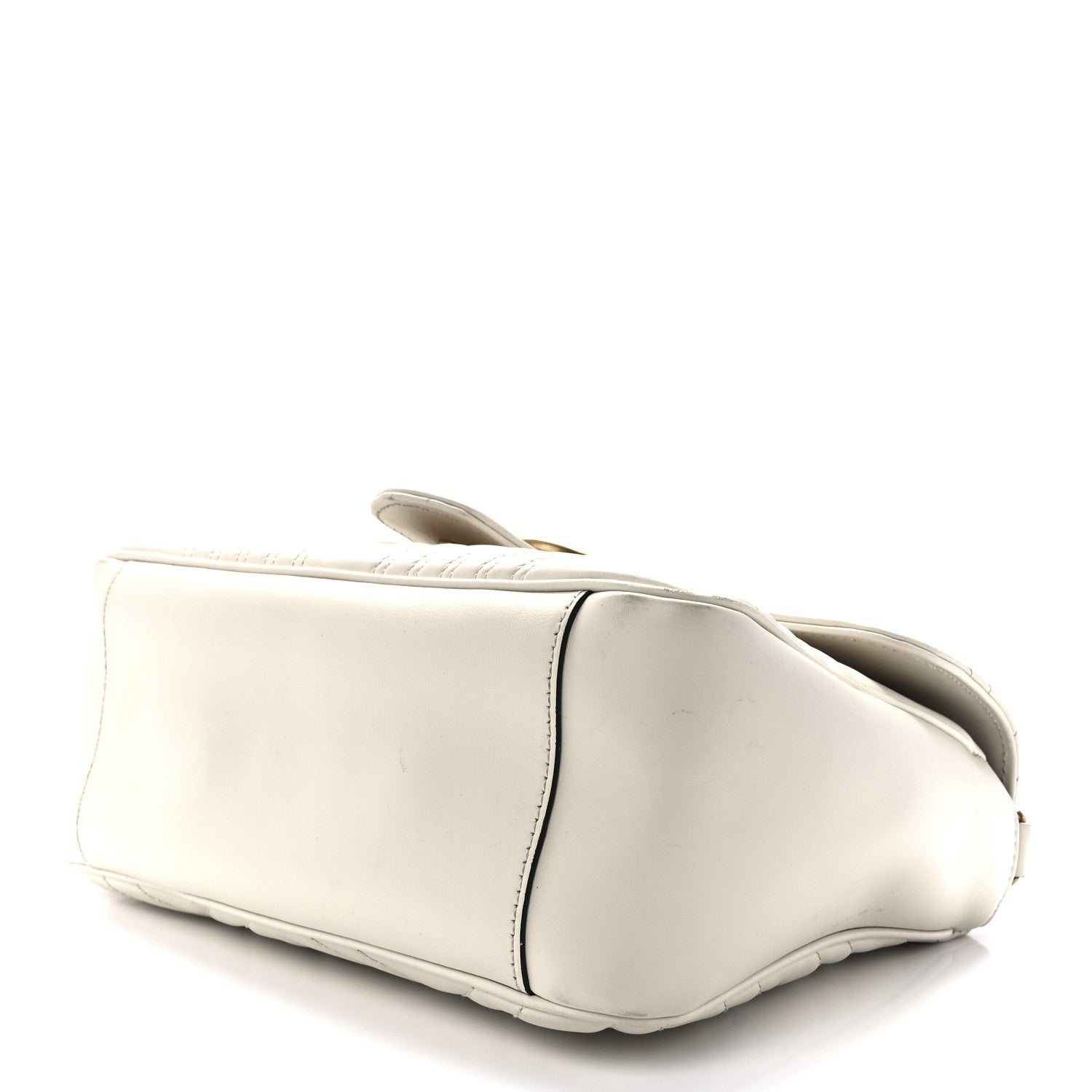 Gucci Calfskin Matelasse Small GG Marmont Top Handle Shoulder Bag White 9 of 13