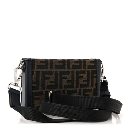 Fendi Recycled Fabric Jacquard Vitello King FF 1974 Baguette Soft Trunk Phone Pouch Tobacco Moro Notte 3 of 10