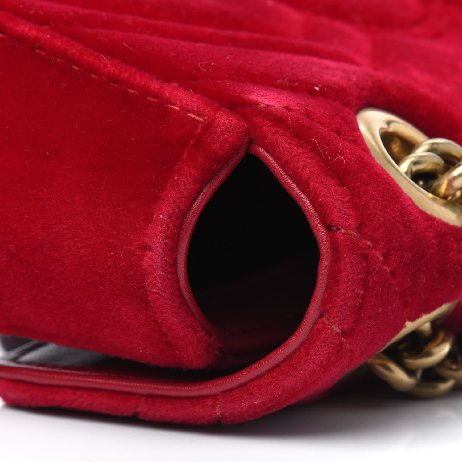 Gucci Velvet Matelasse Mini GG Marmont Shoulder Bag Hibiscus Red 18 of 24