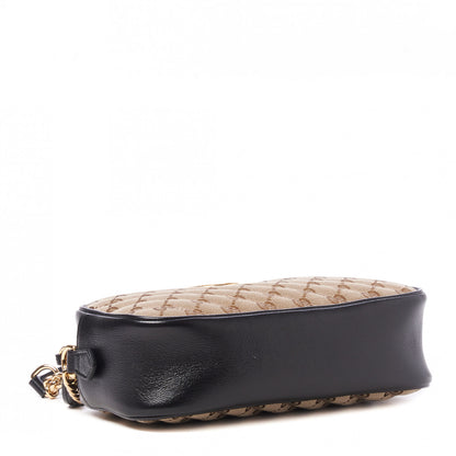 Gucci Monogram Matelasse Diagonal Small GG Marmont Chain Shoulder Bag Beige Black 4 of 9