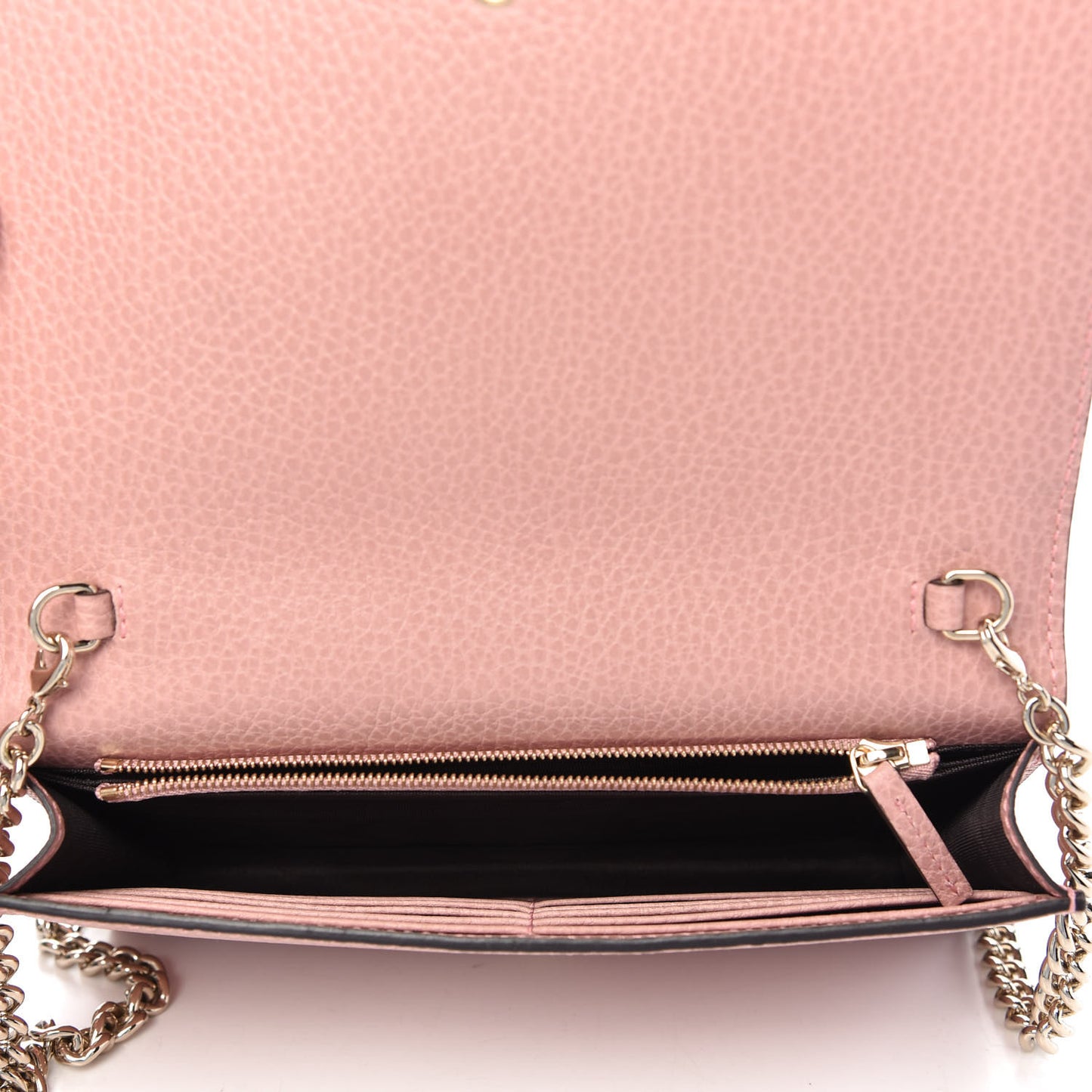 Dollar Calfskin Medium Betty Chain Wallet Soft Pink