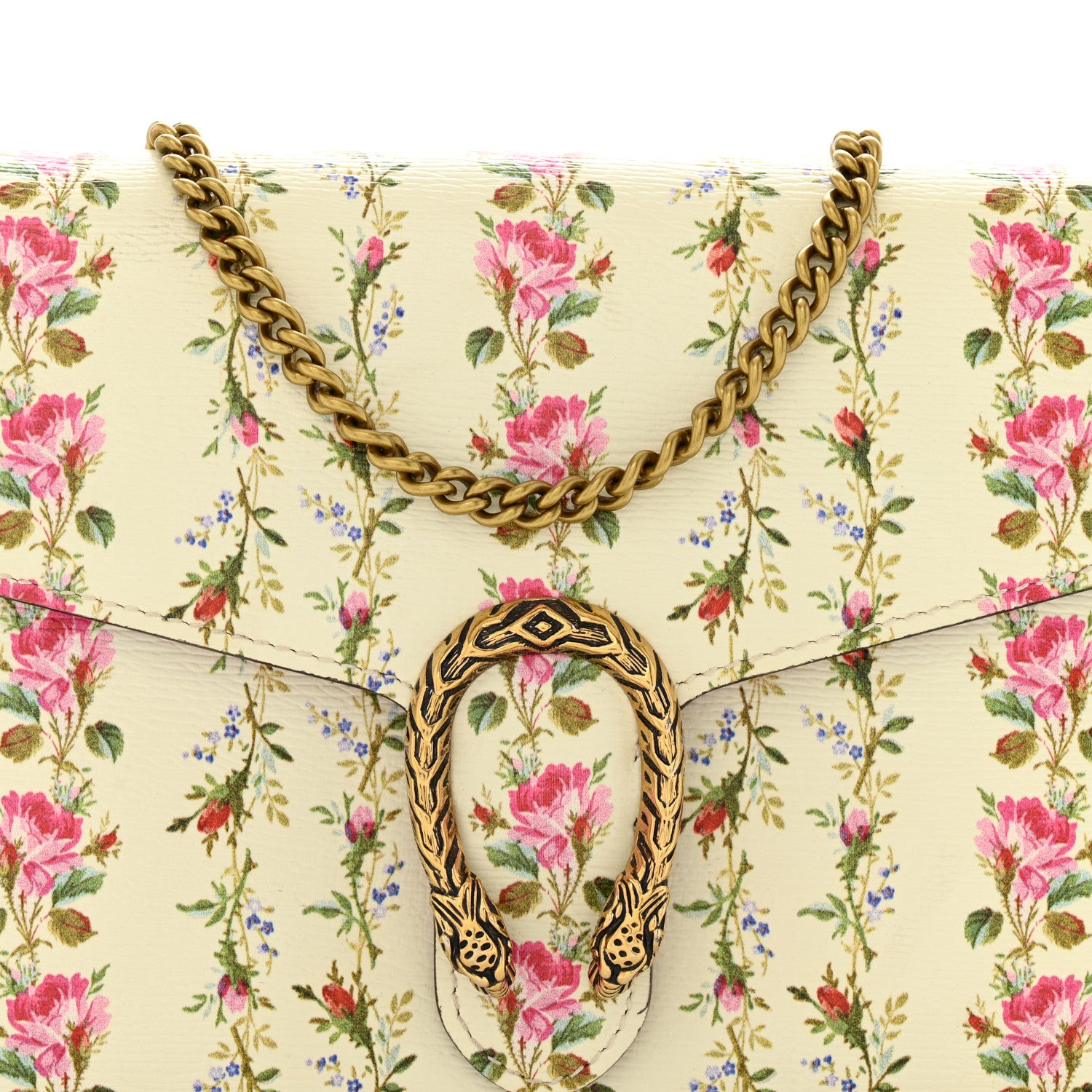Gucci Calfskin Floral Print Mini Dionysus Chain Wallet Ivory Pink 10 of 12