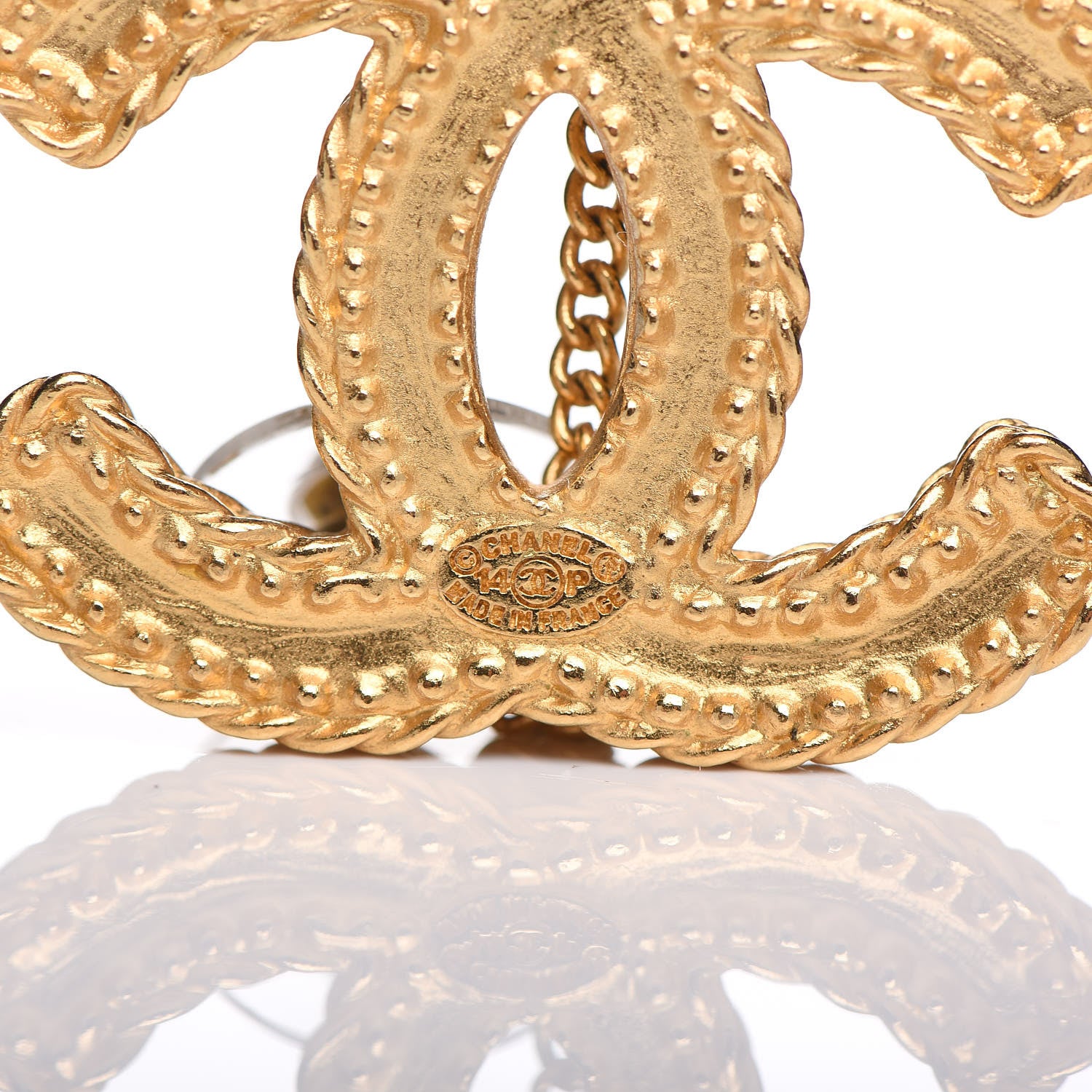 Chanel CC Drop Earrings Matte Gold 4 of 5