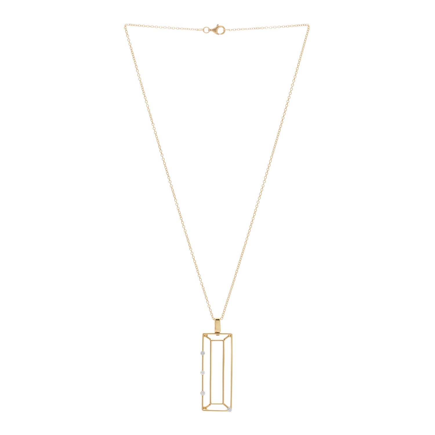 Roberto Coin 18K Yellow Gold Diamond Double Rectangular Pendant Necklace 2 of 4