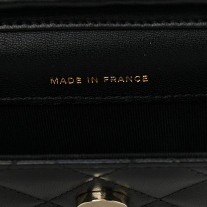 Chanel Lambskin Quilted Mini Coco Bow Clutch With Chain Black 7 of 11