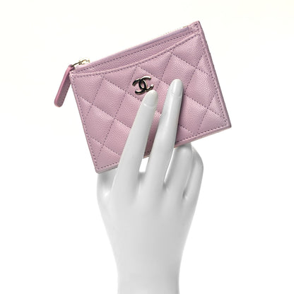 Chanel Caviar Quilted CC Zip Card Holder Light Pink 2 of 7