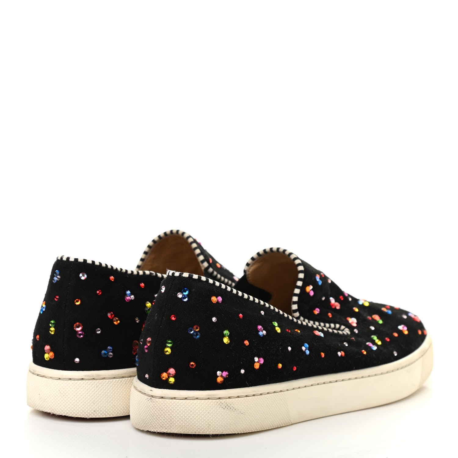 Christian Louboutin Suede Crystal Roller Boat Slip On Sneakers 38 Black 4 of 7