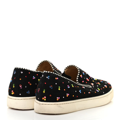 Christian Louboutin Suede Crystal Roller Boat Slip On Sneakers 38 Black 4 of 7