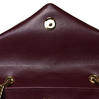 Saint Laurent Calfskin Y Quilted Monogram Small Loulou Chain Satchel Dark Legion Red 12 of 13