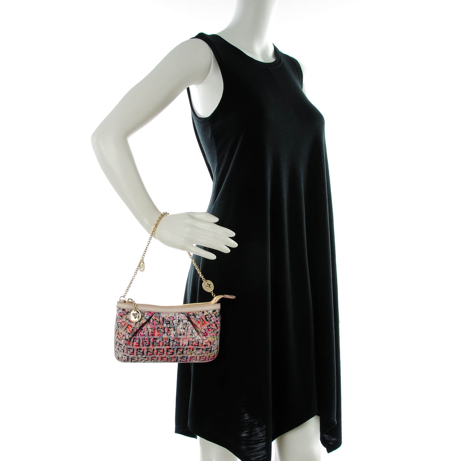 Fendi Zucchino Vitello Floral Forever Pochette Rosa Papaya Rosa Confetto 2 of 8