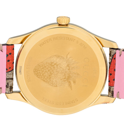 Gucci Stainless Steel Canvas 38mm G-Timeless GG Supreme Strawberry Quartz Watch Brown 4 of 4