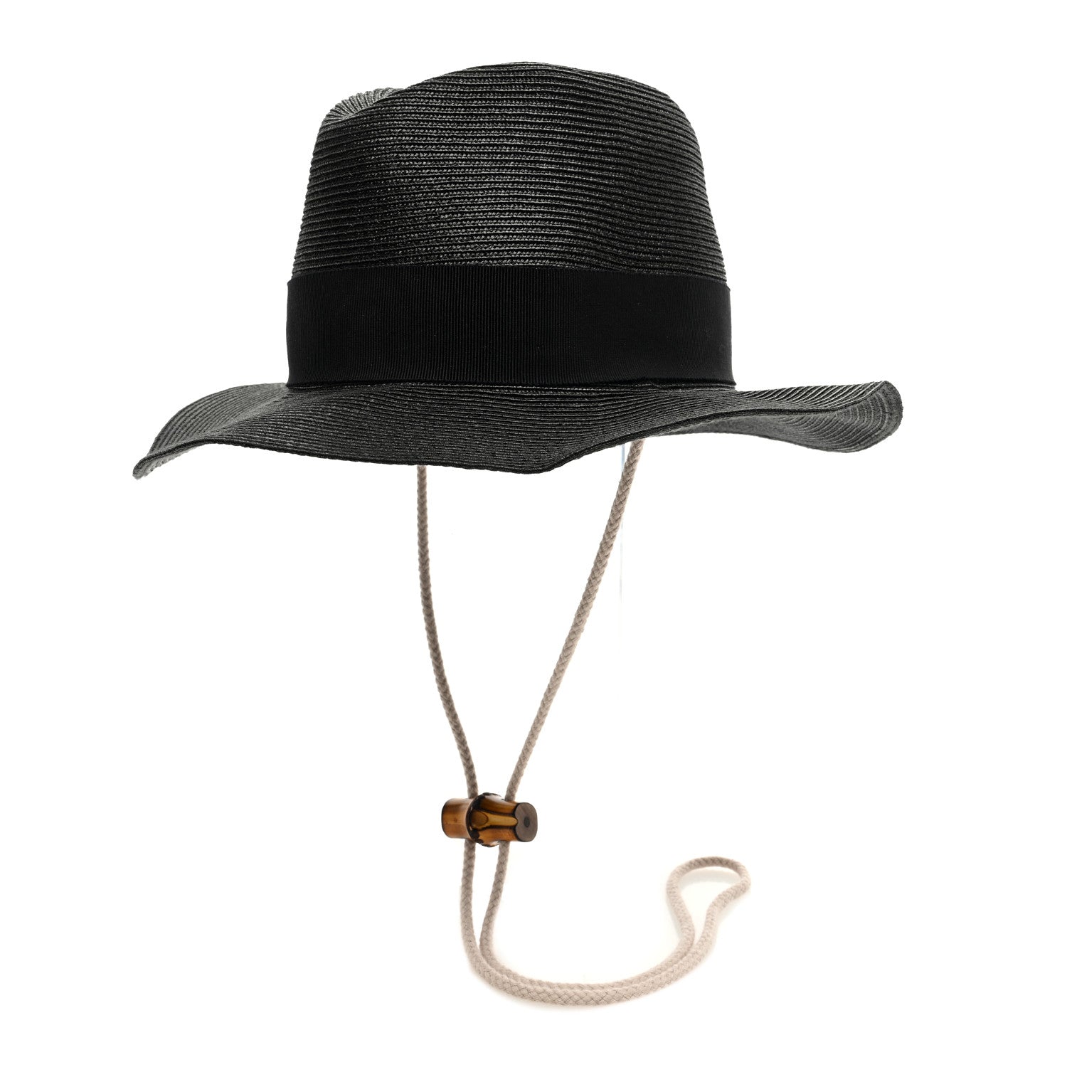 Gucci Raffia Bamboo GG Fedora Hat M Black 4 of 8