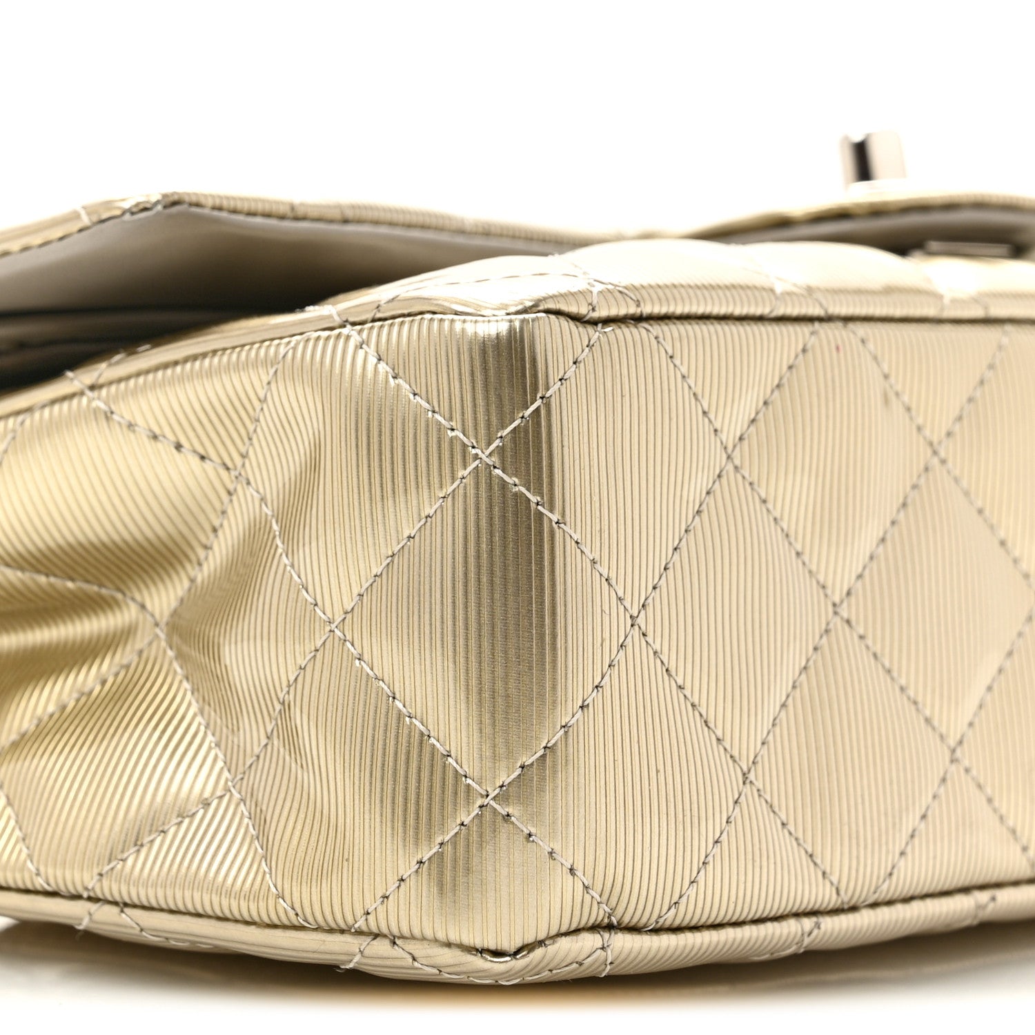 Chanel Striated Patent Quilted Medium Double Flap Gold 9 of 11