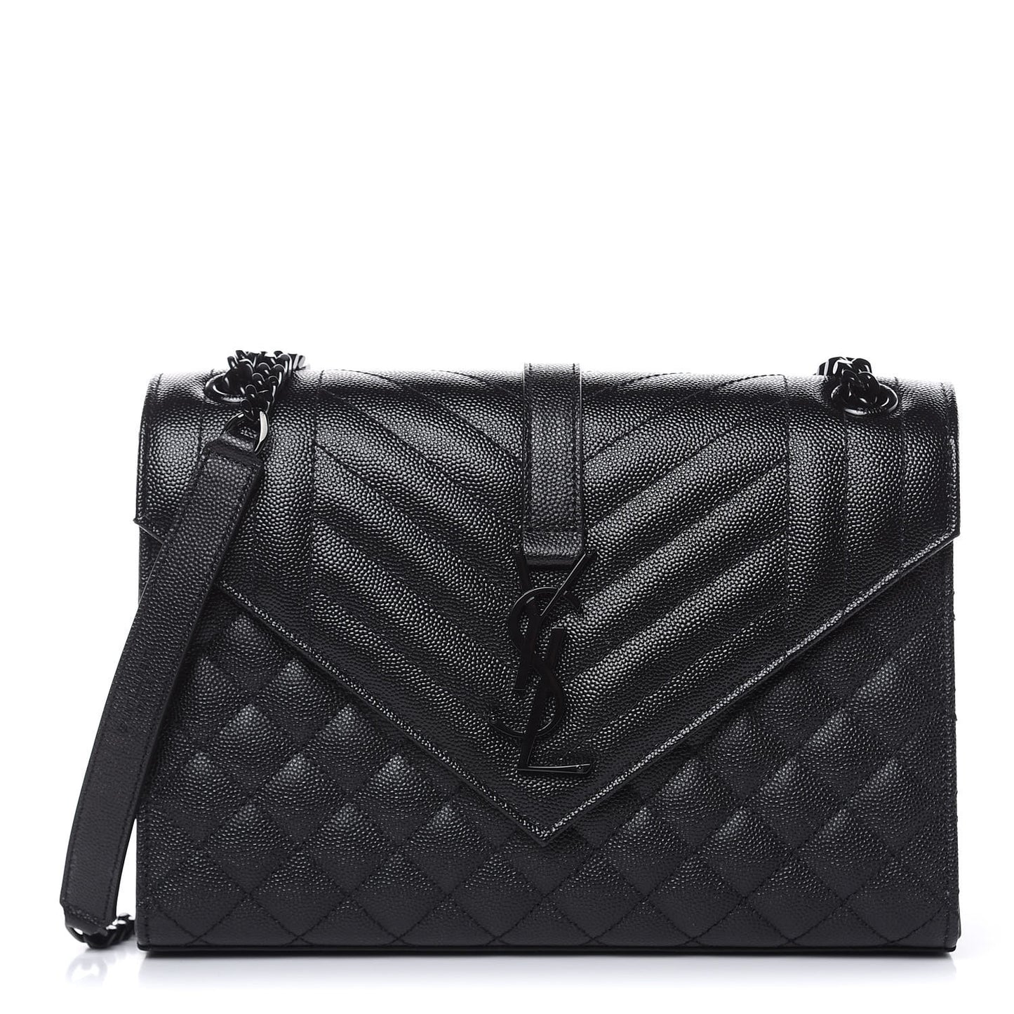 Grain De Poudre Textured Mixed Matelasse Triquilt Medium Monogram Satchel Black