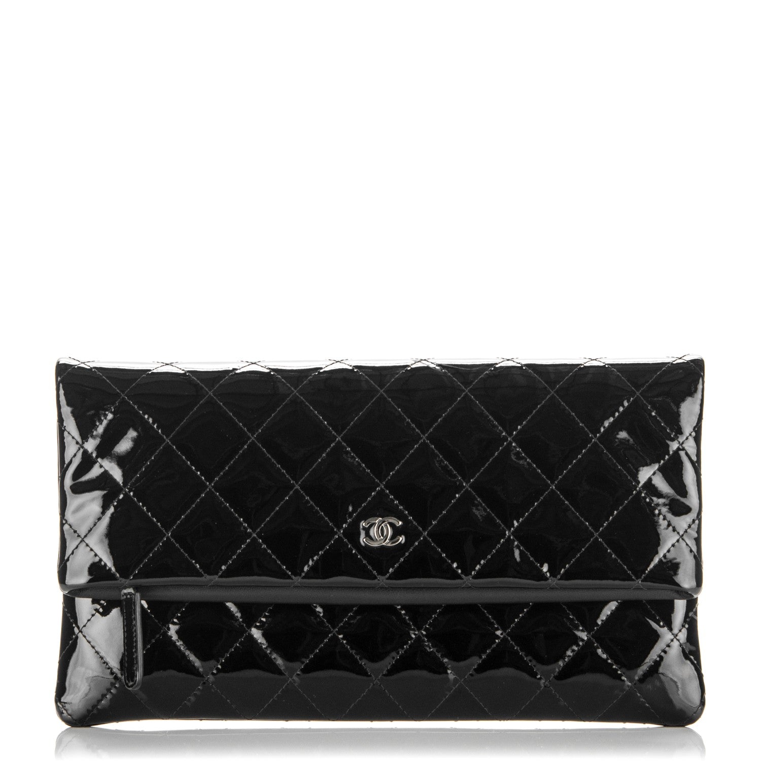 Chanel Patent Calfskin Quilted Beauty CC Clutch Black 1 of 7