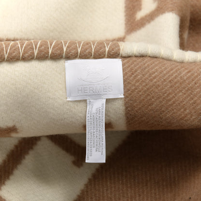 Hermes Wool Cashmere Avalon Baby Blanket Noisette Moyen White 2 of 4