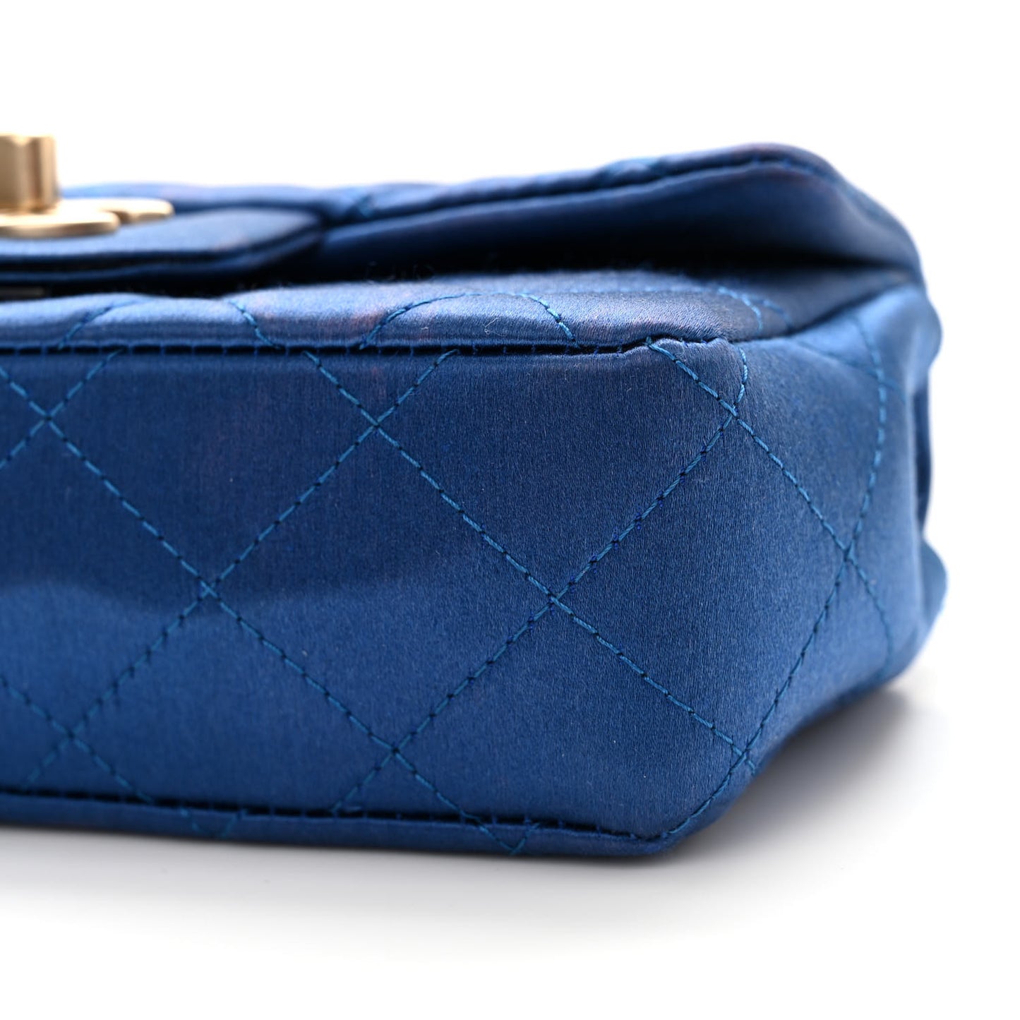 Satin Quilted Extra Mini Rectangular Flap Blue