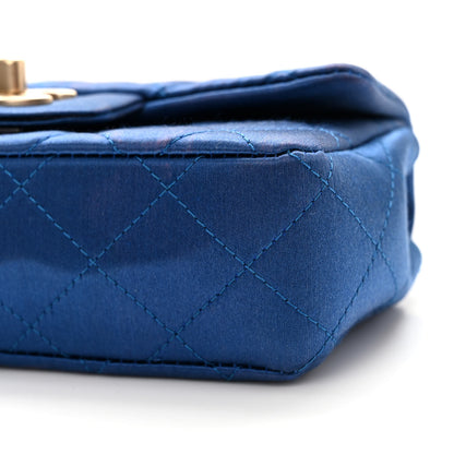 Chanel Satin Quilted Extra Mini Rectangular Flap Blue 10 of 13
