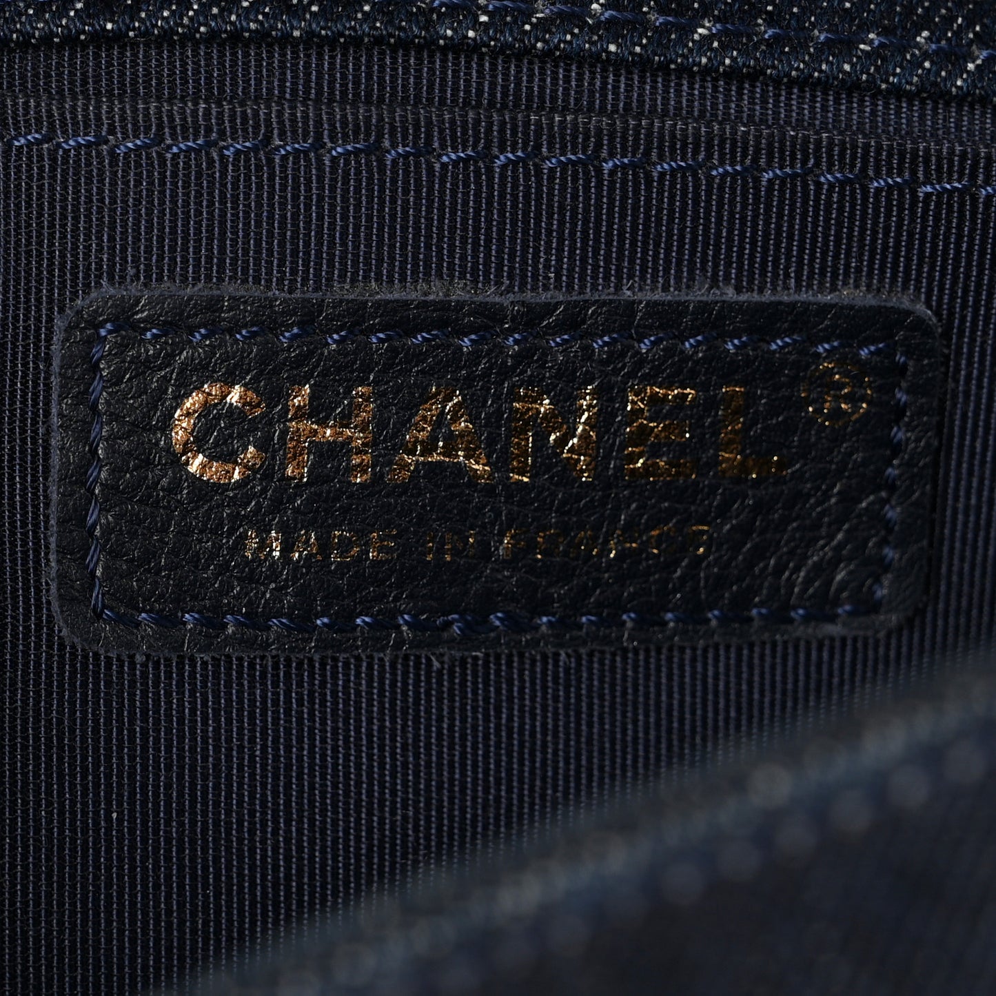 Tweed Denim Medium Boy Flap Navy Blue