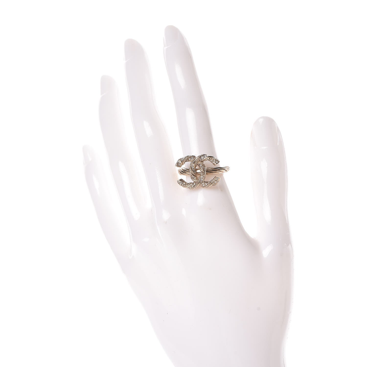 Chanel Crystal Twist CC Ring 5.75 Light Gold 2 of 5