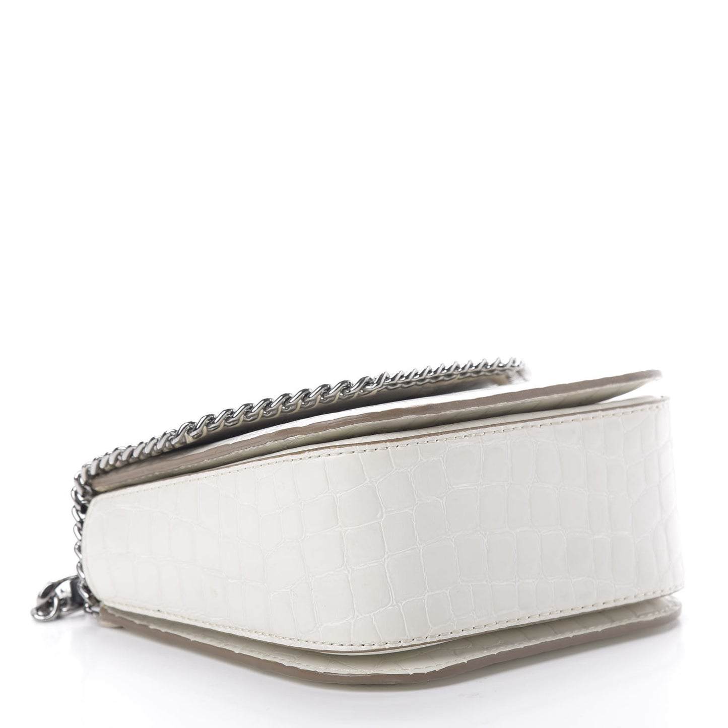 Embossed Crocodile Effect Medium Falabella Box Shoulder Bag Ivory