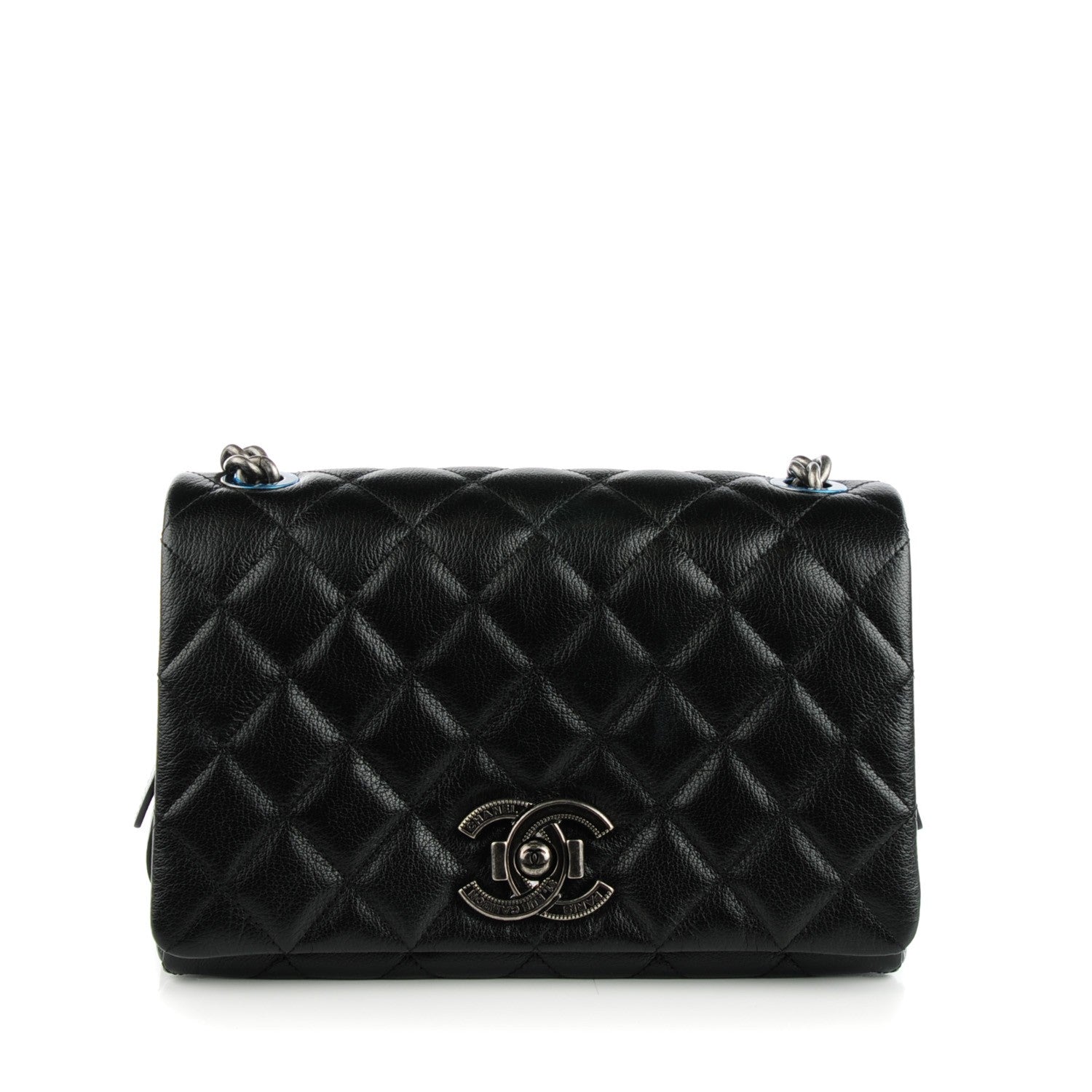 Chanel Metallic Goatskin Quilted Medium City Rock Flap Black 1 of 8