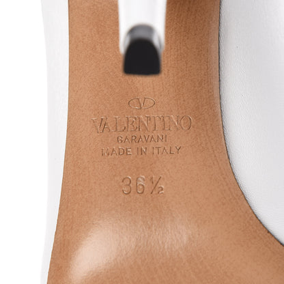 Valentino Garavani Eco Leather VLTN 100mm Sock Booties 36.5 White Black 6 of 6