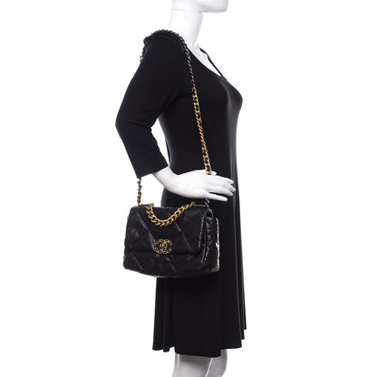 Chanel Lambskin Quilted Medium 19 Flap Black 2 of 12