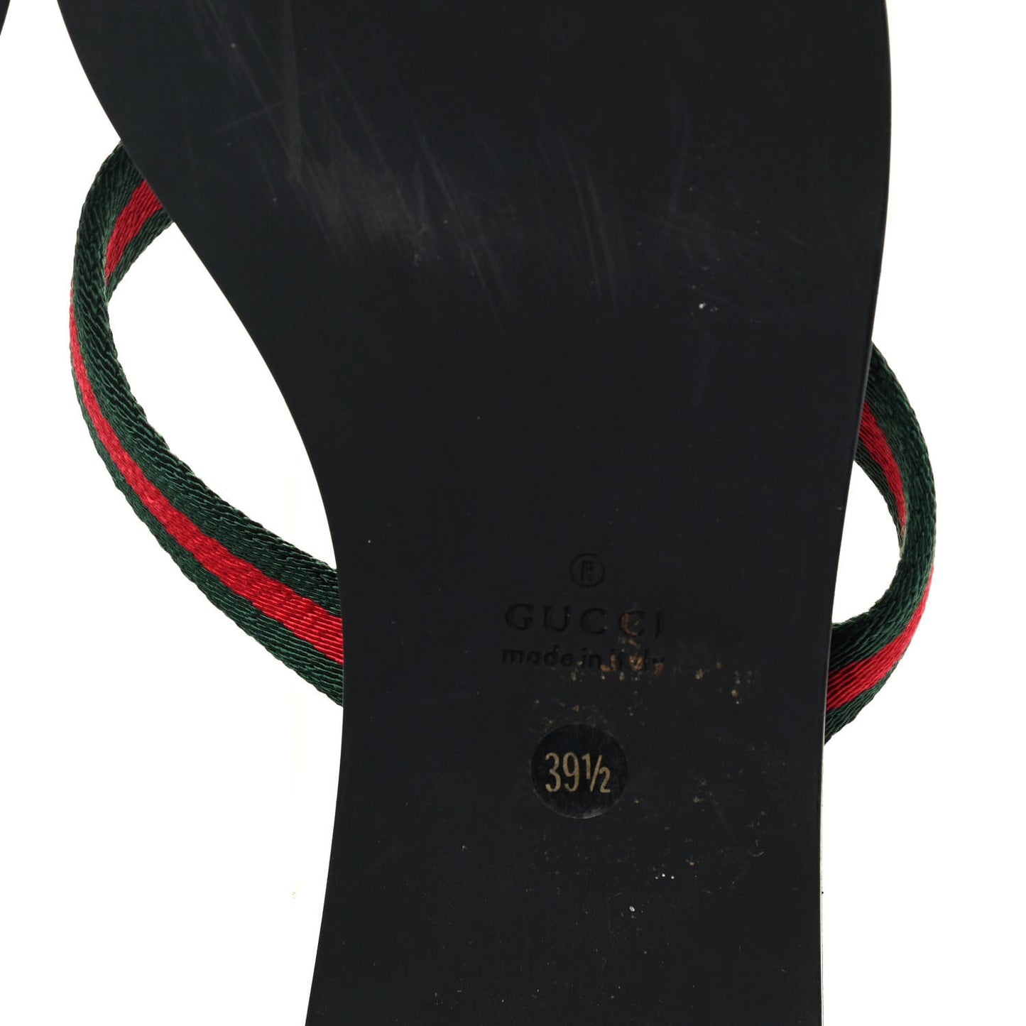 Nylon Calfskin Web Womens Thong Sandals 39.5 Green Red Black