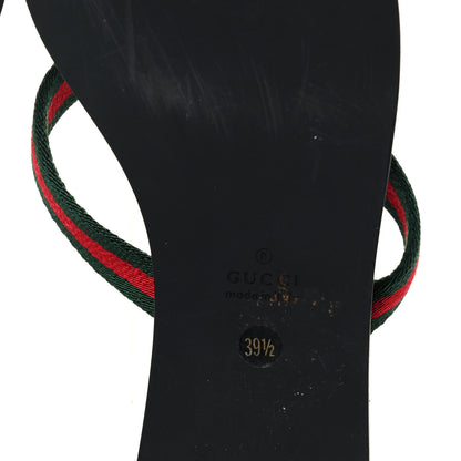 Gucci Nylon Calfskin Web Womens Thong Sandals 39.5 Green Red Black 5 of 6