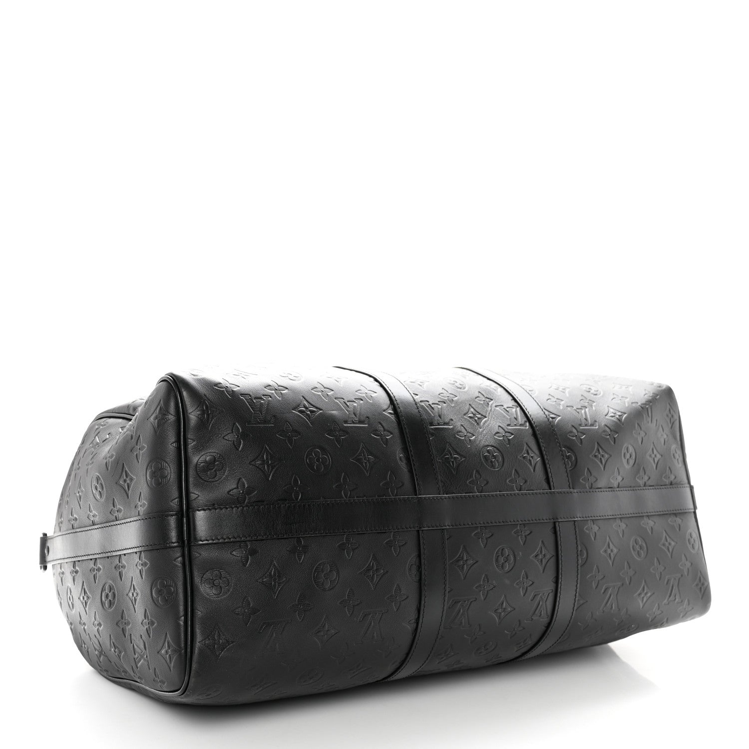 Louis Vuitton Calfskin Shadow Monogram Keepall Bandouliere 50 Black 3 of 8