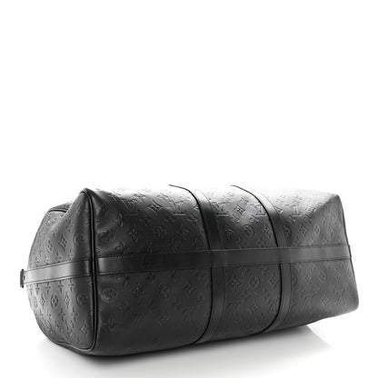 Louis Vuitton Calfskin Shadow Monogram Keepall Bandouliere 50 Black 3 of 8