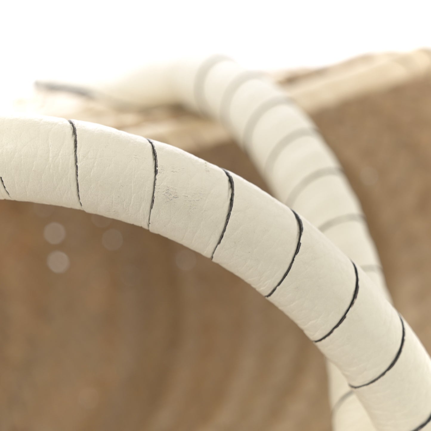 Raffia Grain Calfskin Medium Marcie Basket White