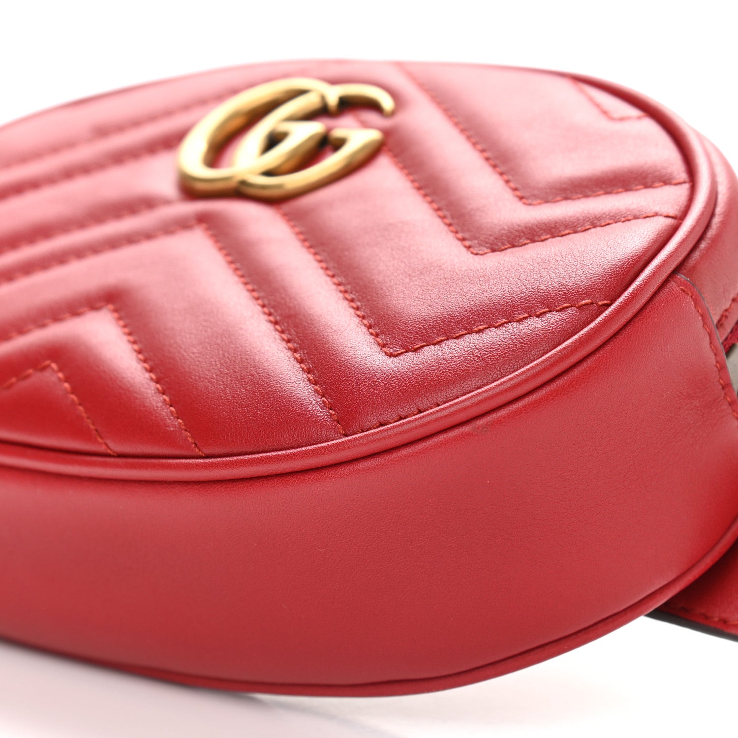 Gucci Calfskin Matelasse GG Marmont Belt Bag 85 34 Hibiscus Red 9 of 9