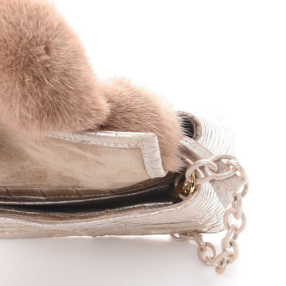 Nancy Gonzalez Crocodile Mink Chain Satchel Beige 8 of 11
