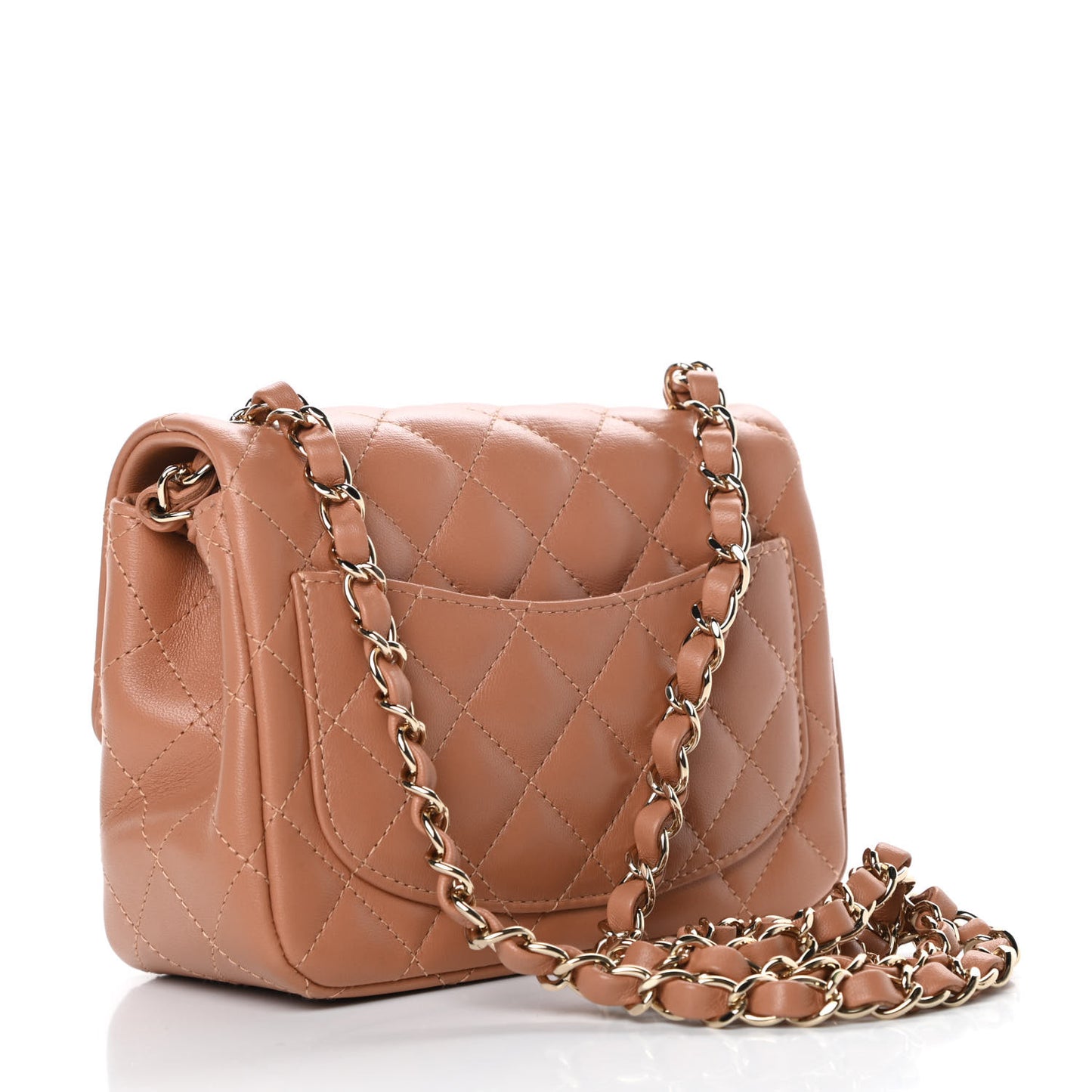 Lambskin Quilted Mini Square Flap Brown
