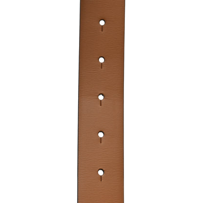 Valentino Garavani Glossy Calfskin 40mm VLogo Reversible Belt 85 34 Saddle Brown Yellow 6 of 6
