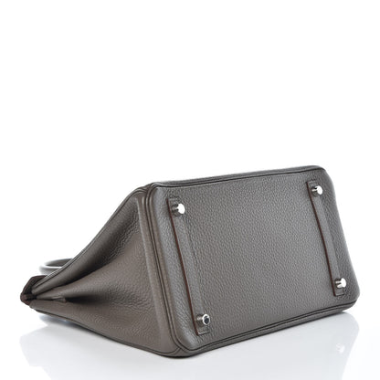 Hermes Taurillon Clemence Birkin 30 Etain 5 of 33