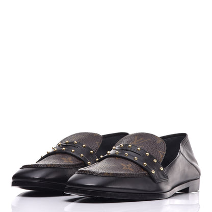 Louis Vuitton Calfskin Monogram Studded Loafers 39 Black 2 of 12