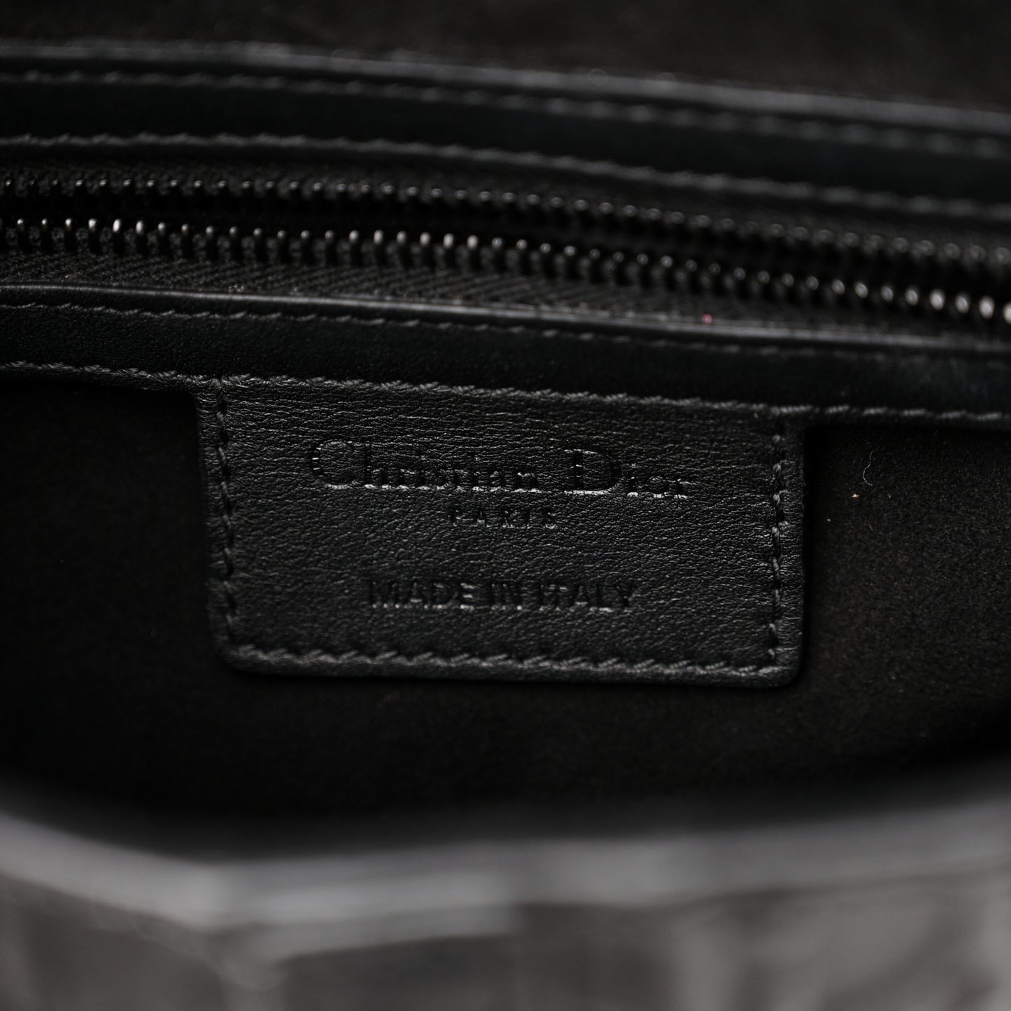 Calfskin Embossed Oblique Saddle Bag With Strap Black