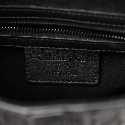 Christian Dior Calfskin Embossed Oblique Saddle Bag With Strap Black 6 of 10
