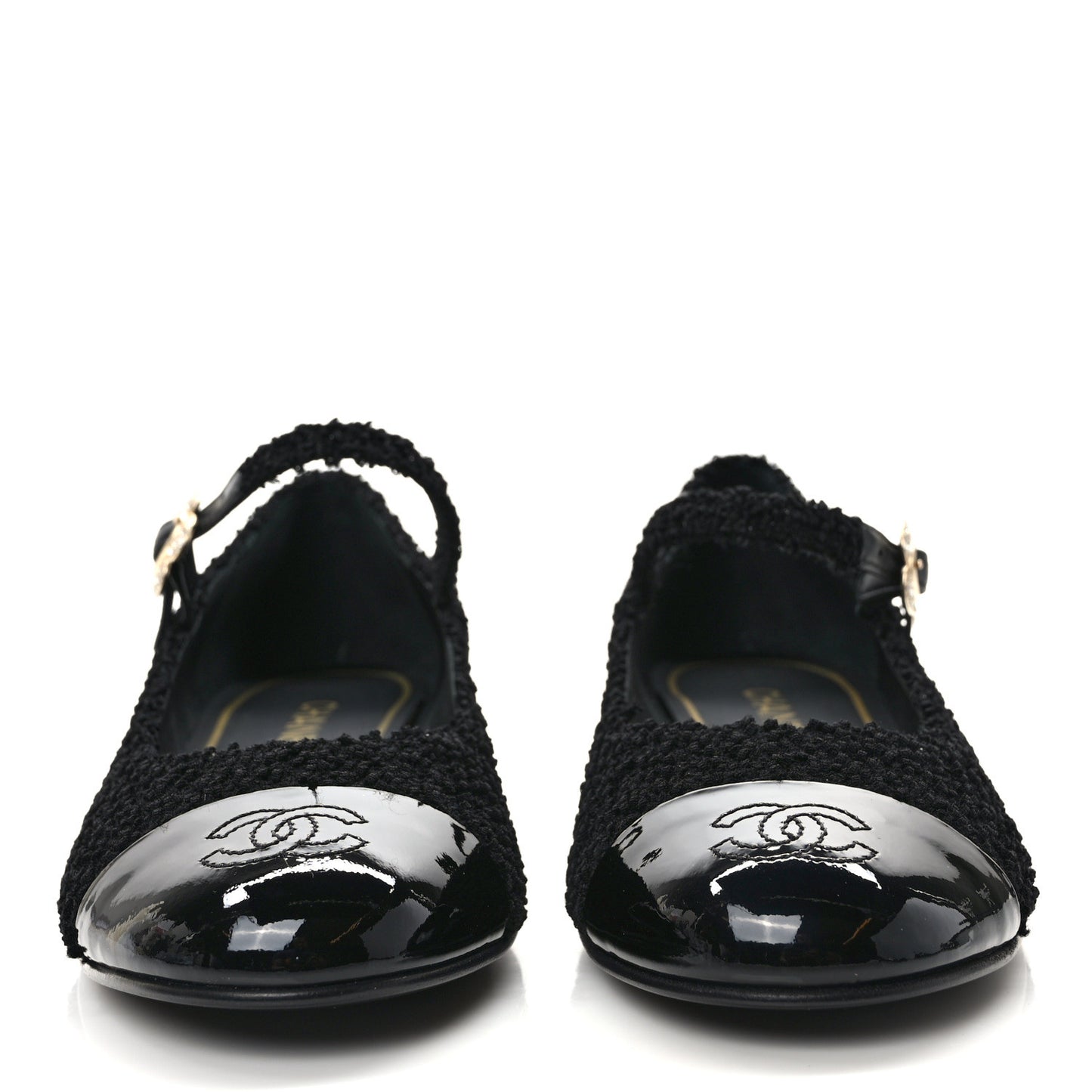 Tweed Patent Mary Jane Flats 41 Black