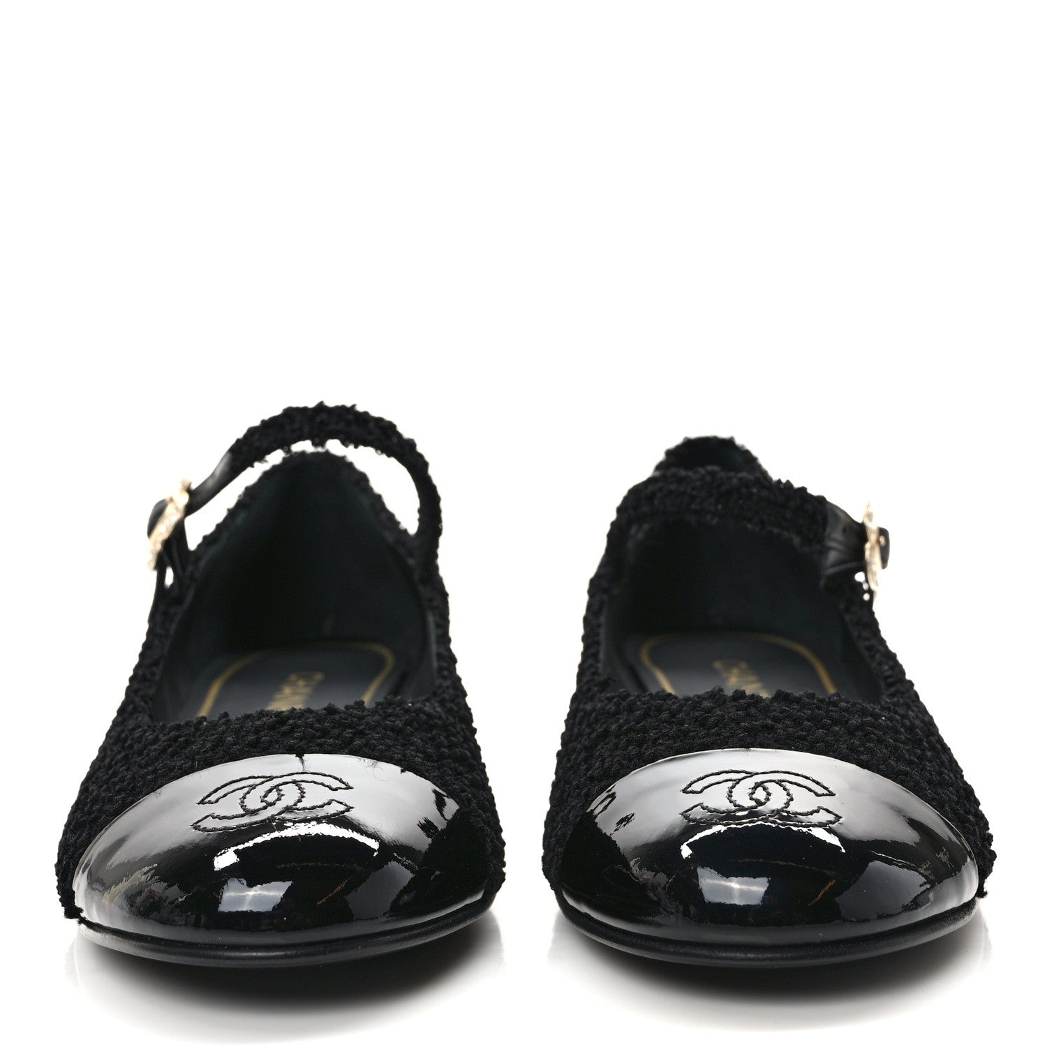 Chanel Tweed Patent Mary Jane Flats 41 Black 2 of 8