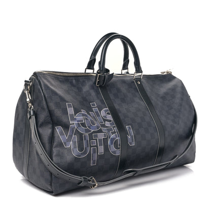 Louis Vuitton Damier Graphite Logo Keepall Bandouliere 50 Gris 2 of 8