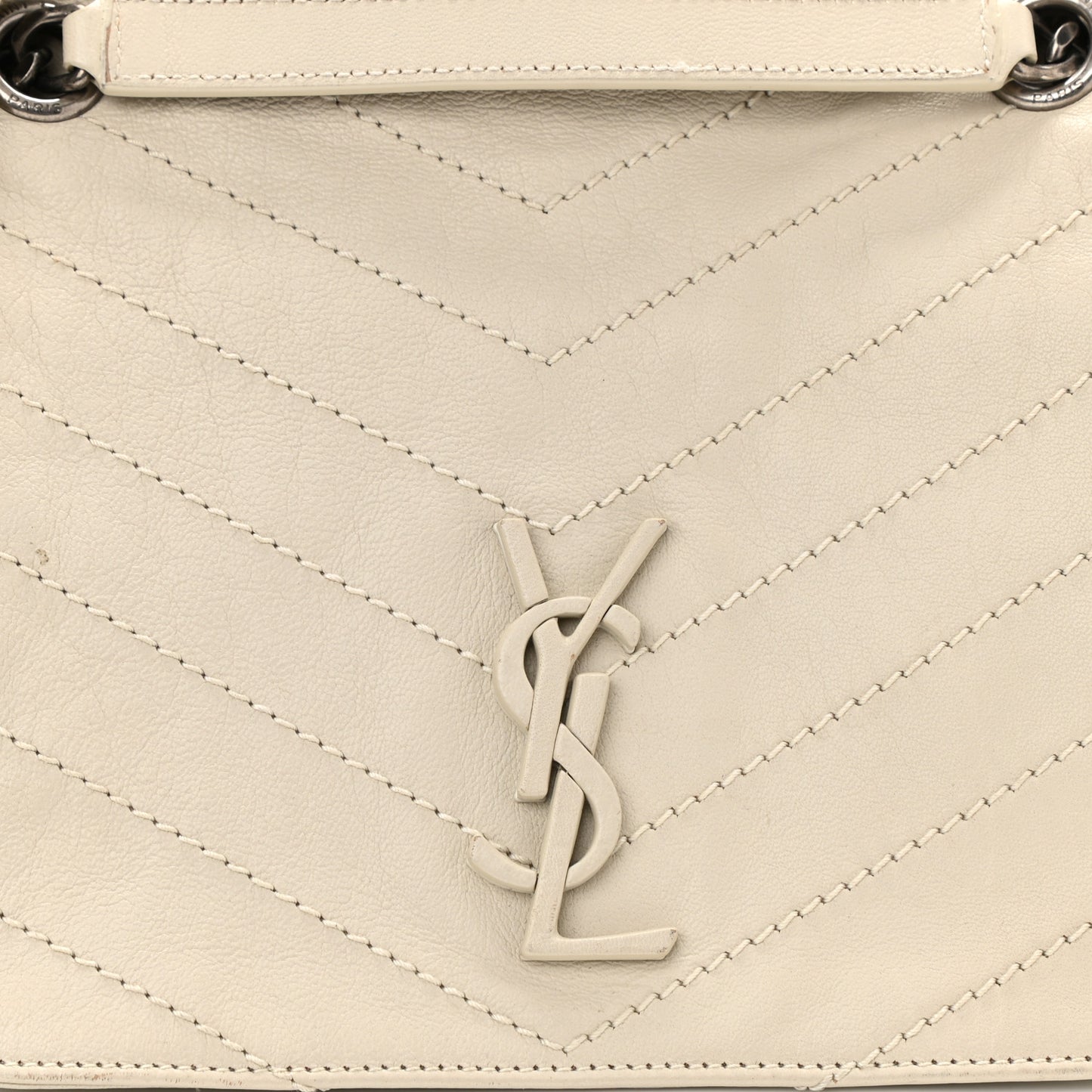 Vintage Lambskin Chevron Monogram Large Nolita Crema Soft
