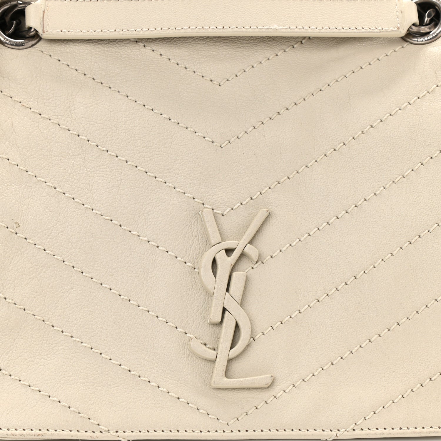 Saint Laurent Vintage Lambskin Chevron Monogram Large Nolita Crema Soft 8 of 15