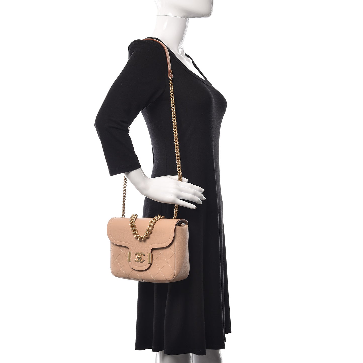 Grained Calfskin Archi Chic Flap Beige