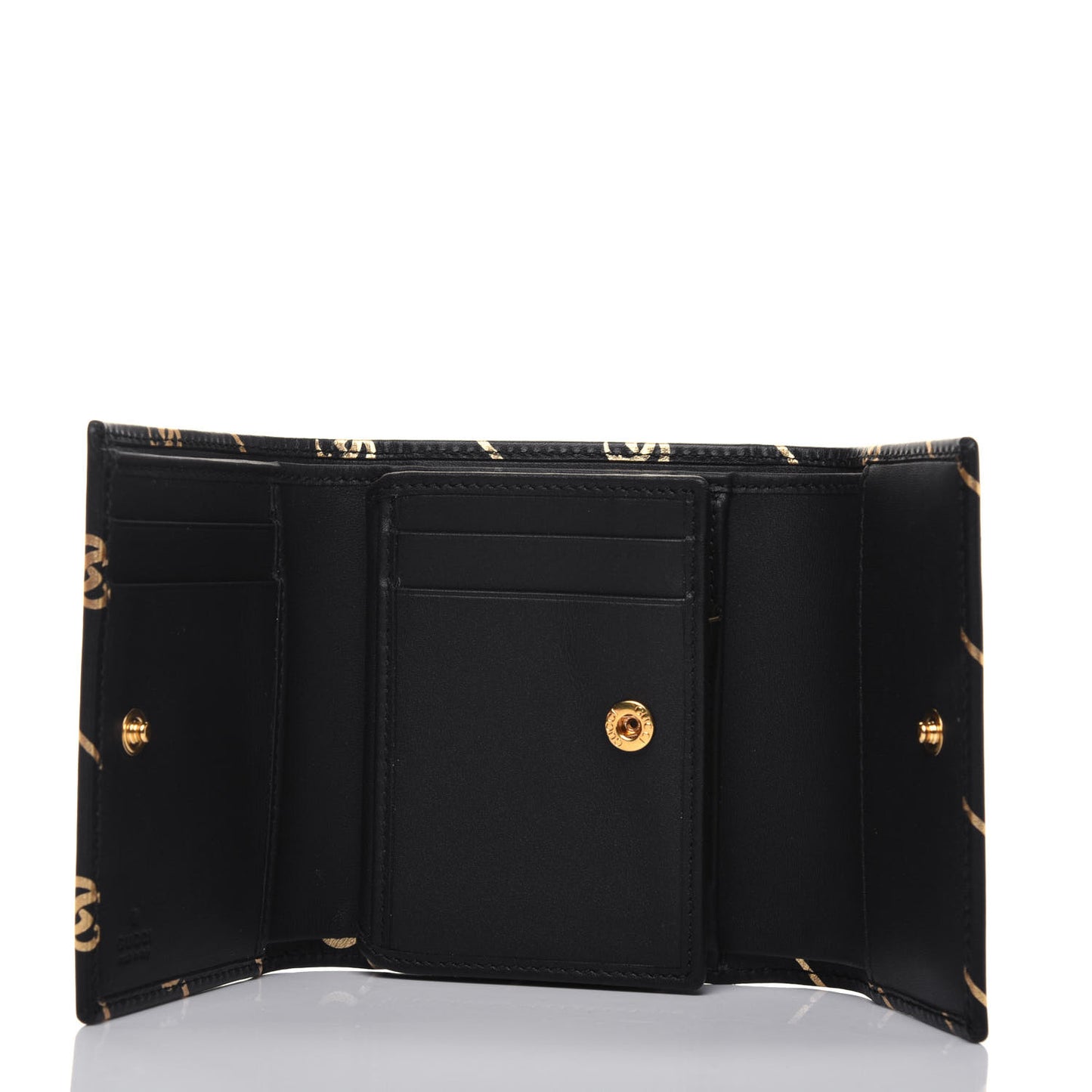 Calfskin Diagonal GG Wallet Black Gold