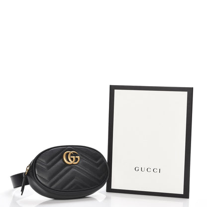 Gucci Calfskin Matelasse GG Marmont Belt Bag 85 34 Black 9 of 9