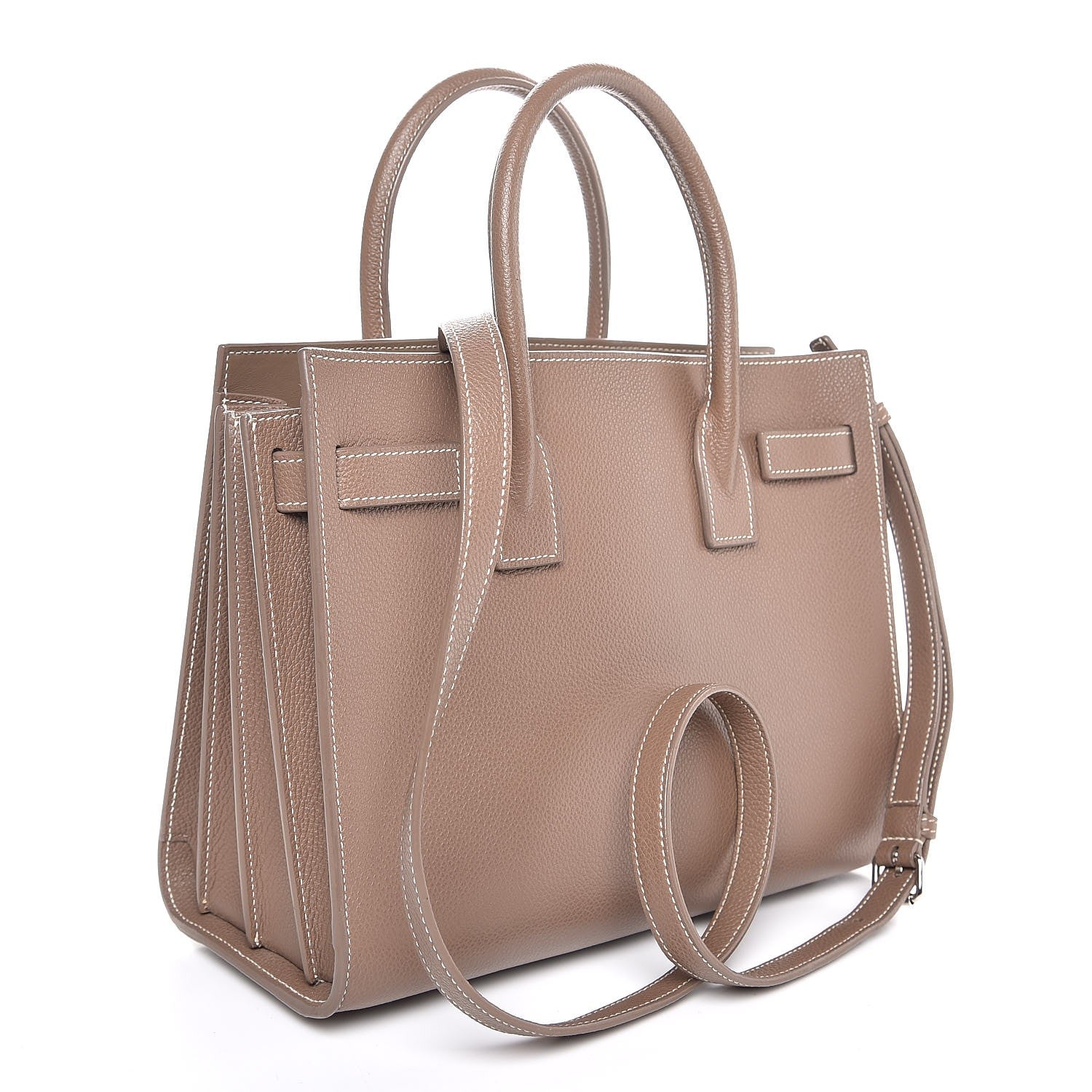 Saint Laurent Grained Calfskin Topstich Baby Sac De Jour Taupe 4 of 8